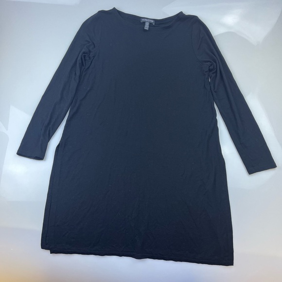 Eileen Fisher Petite Black Dress N184-38 - Picture 3 of 8
